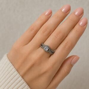 Vintage EC 925 Sterling Silver Cubic Zirconia Solitaire Engagement Ring Sz 7